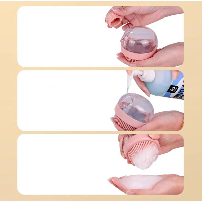 2-in-1 Pet Bath Brush with Shampoo Dispenser