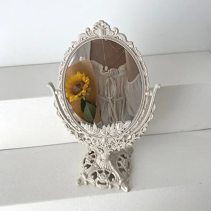 Vintage Oval Vanity Mirror – 360° Rotating Desktop Style