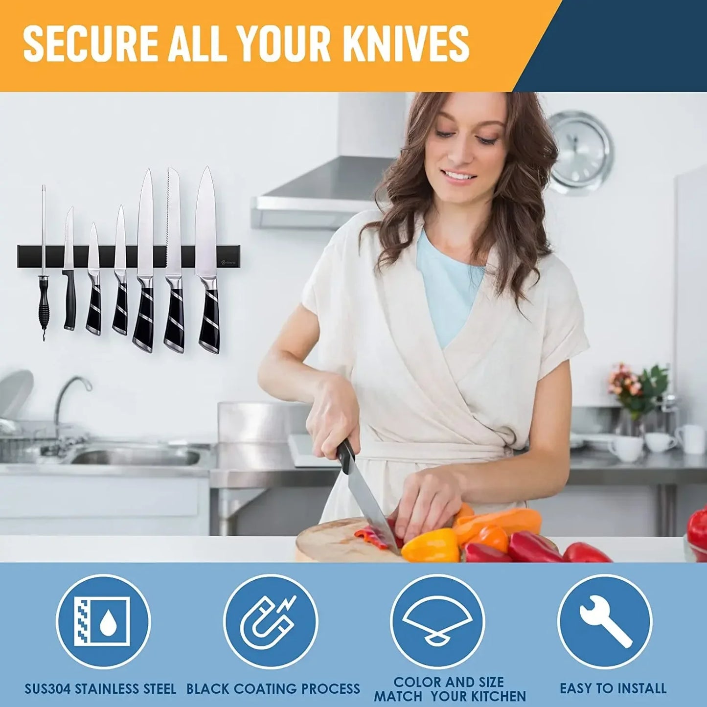 Magnetic Knife Rack – Sleek Stainless Steel Organizer