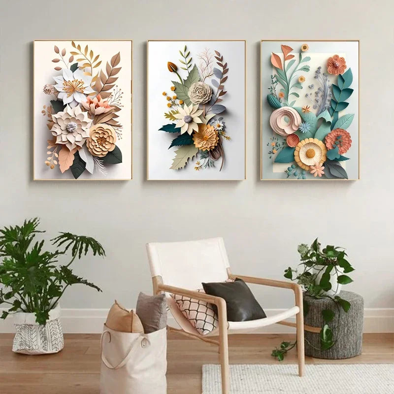 Watercolor Wildflower Poster – Colorful Floral Prints on Canvas for Modern Boho Wall Decor
