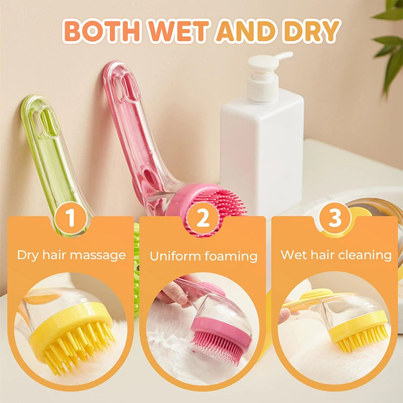 2-in-1 Pet Bath Brush with Shampoo Dispenser