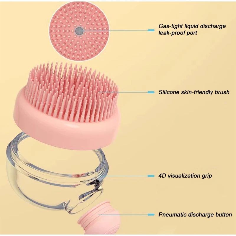 2-in-1 Pet Bath Brush with Shampoo Dispenser