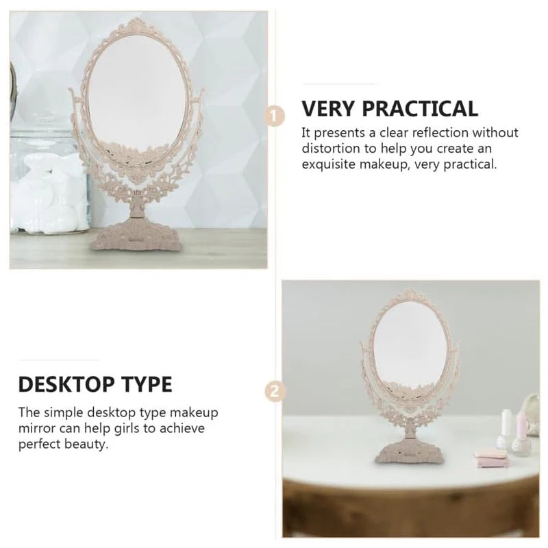Vintage Oval Vanity Mirror – 360° Rotating Desktop Style