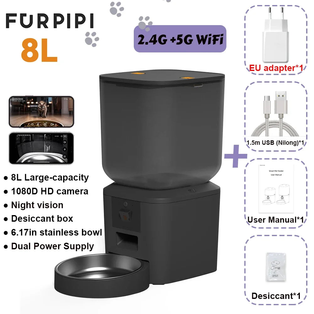 Automatic Cat & Dog Feeder – 8L with HD Camera & Tuya App
