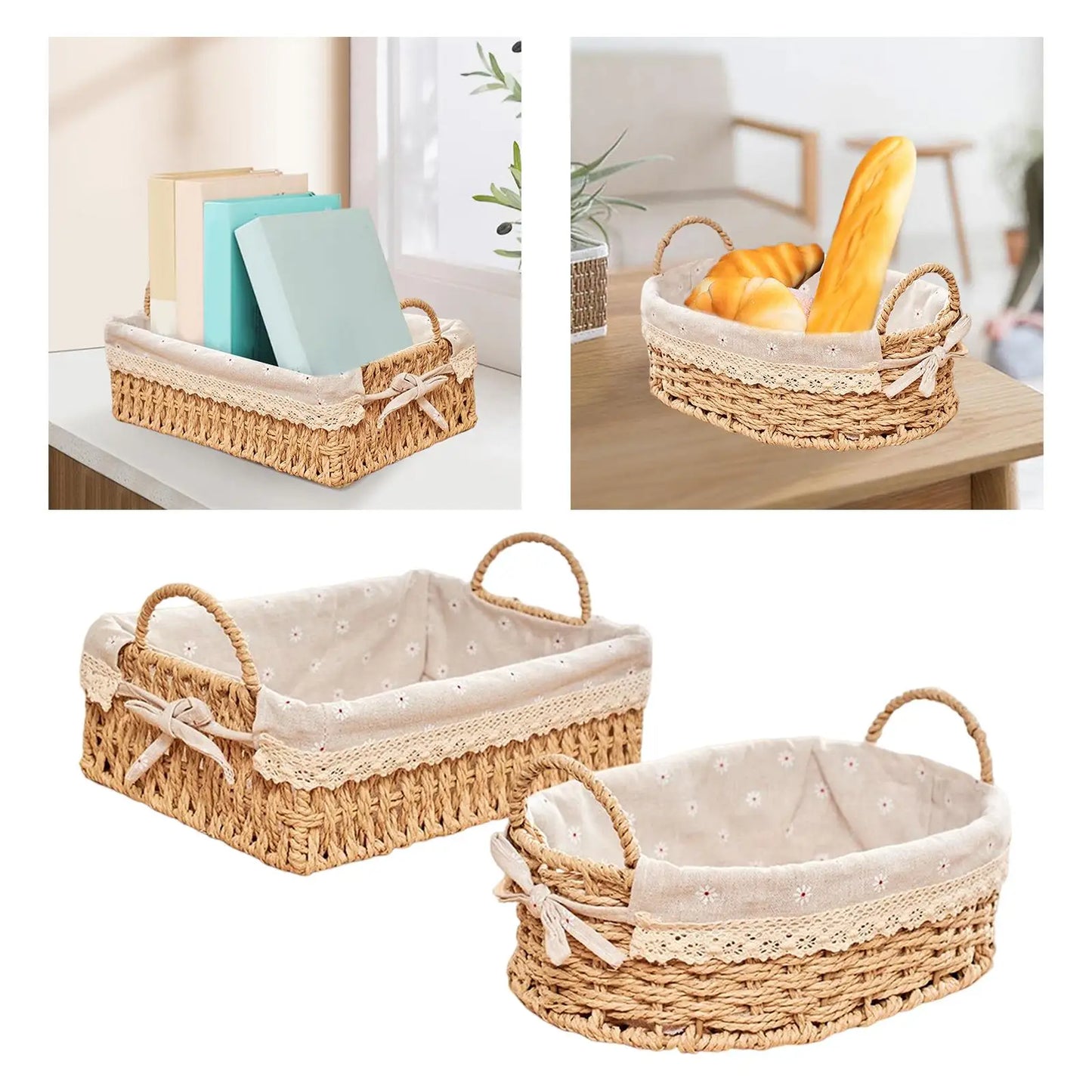 Decorative Woven Basket – For Fruit, Cosmetics, or Bathroom Use
