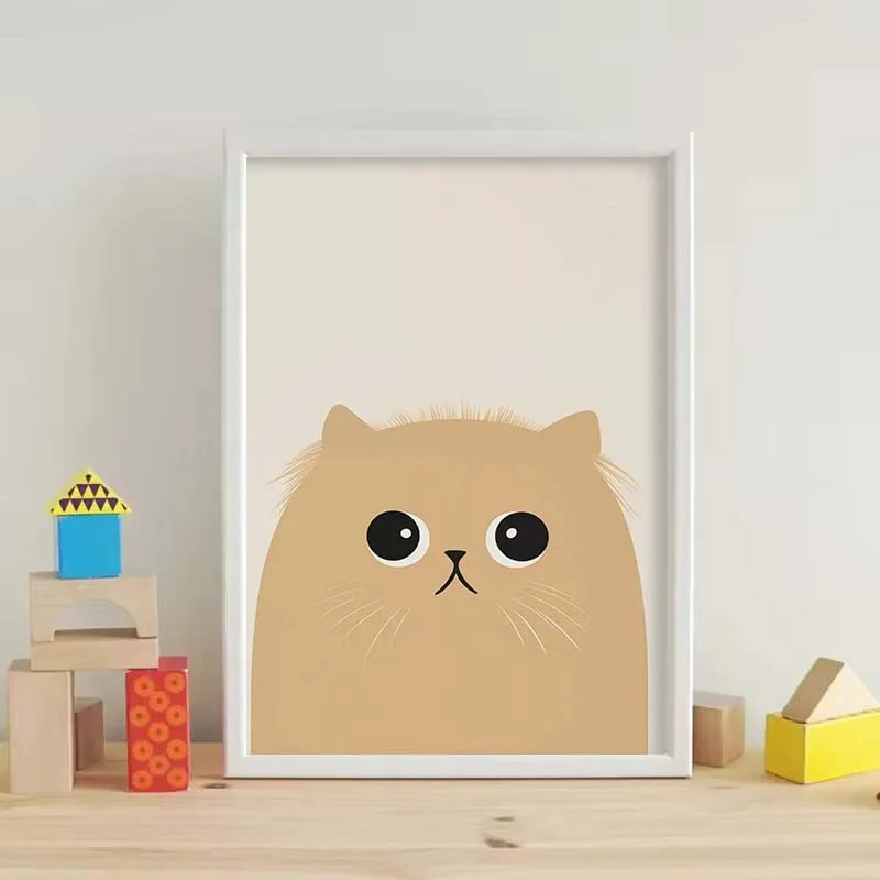 Cartoon Cute Cat Posters – Minimalist Canvas Paintings for Home & Office Decor