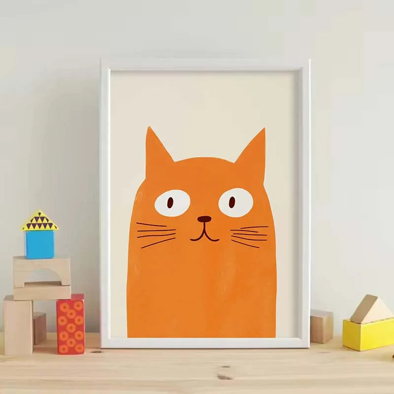 Cartoon Cute Cat Posters – Minimalist Canvas Paintings for Home & Office Decor