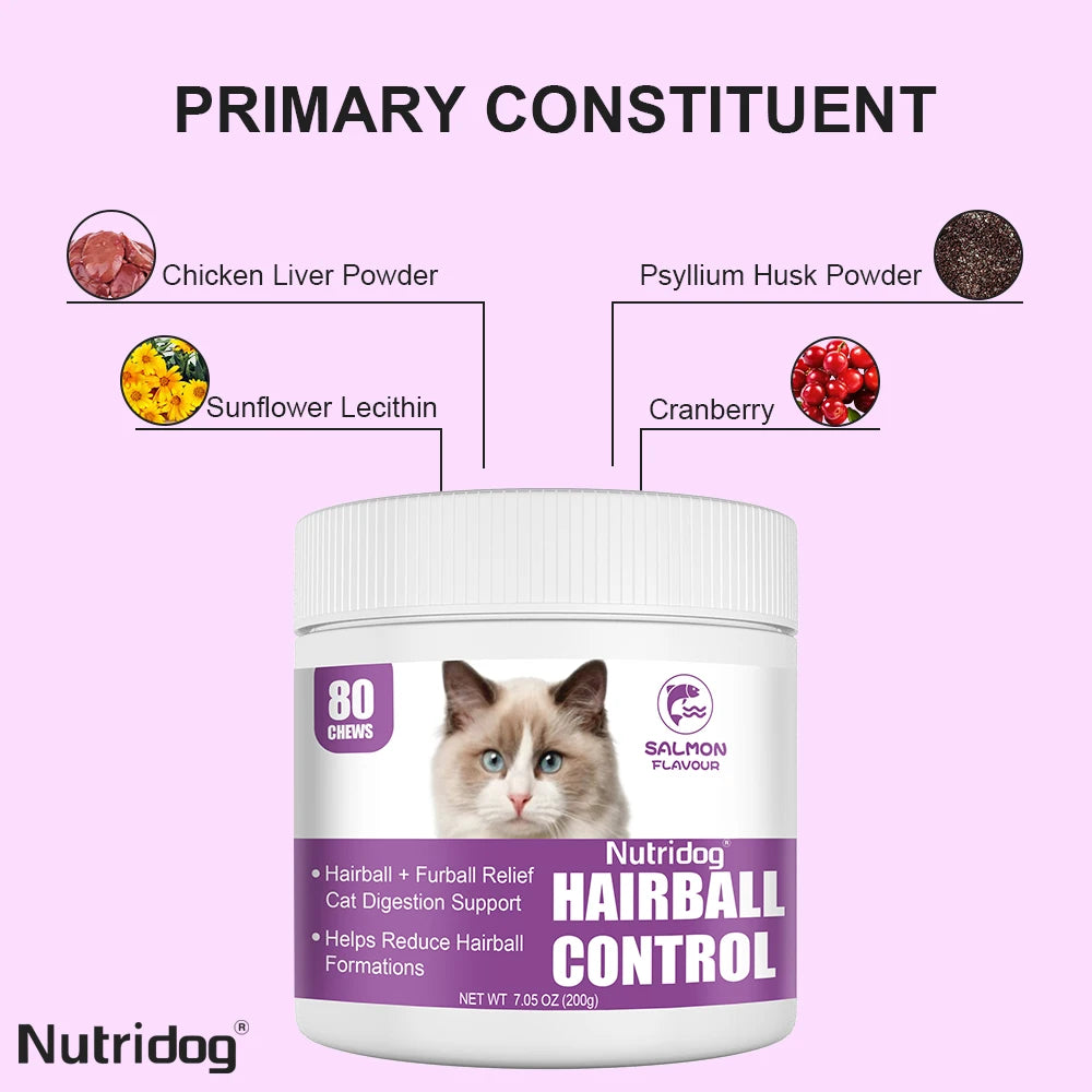 Hairball Treats for Hairball Control, Digestive Health & Skin Support