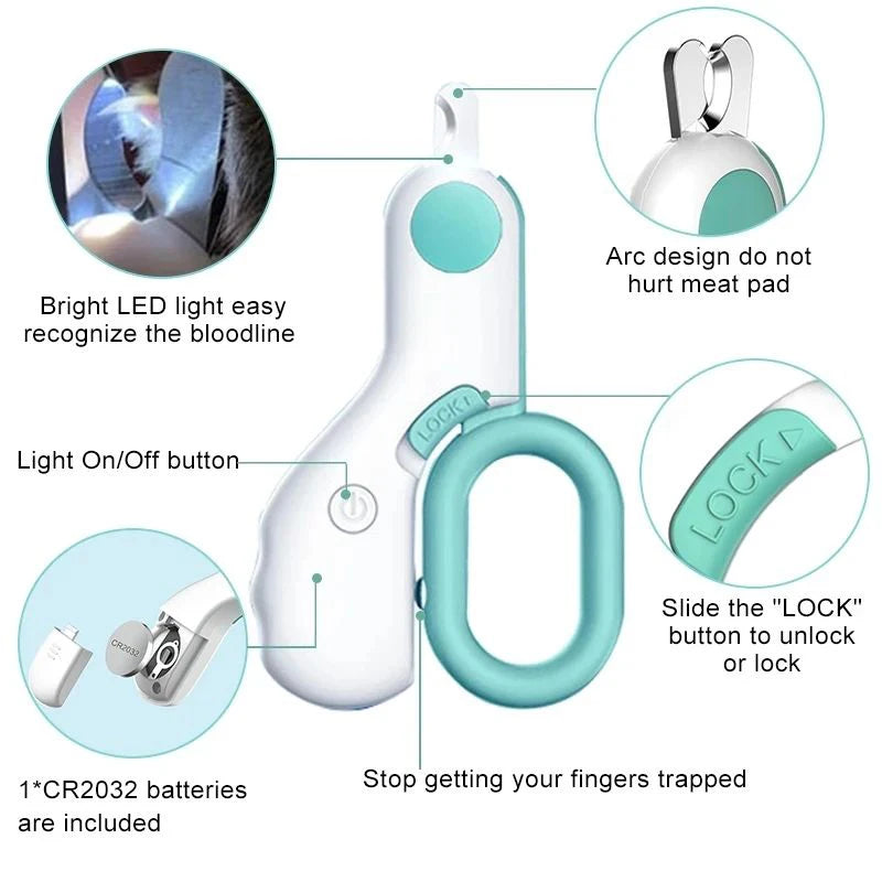 Dog & Cat Nail Cutter with LED & Safety Lock