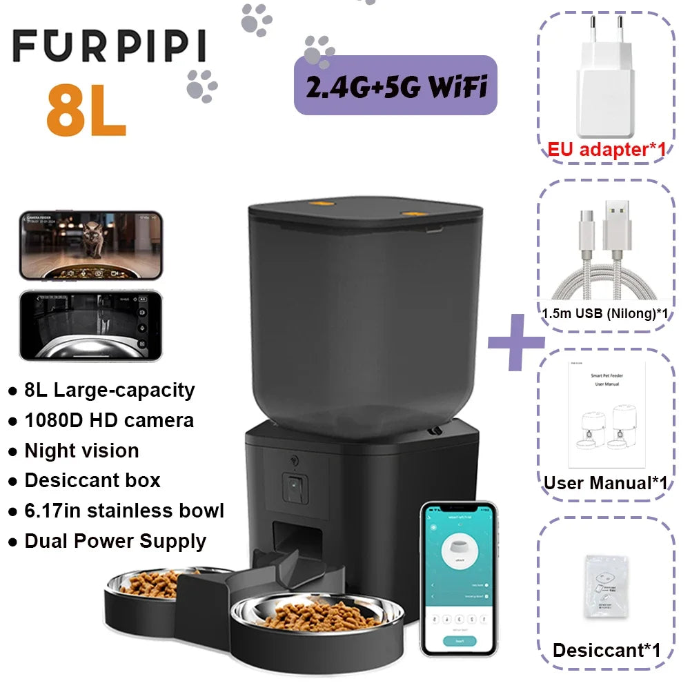 Automatic Cat & Dog Feeder – 8L with HD Camera & Tuya App