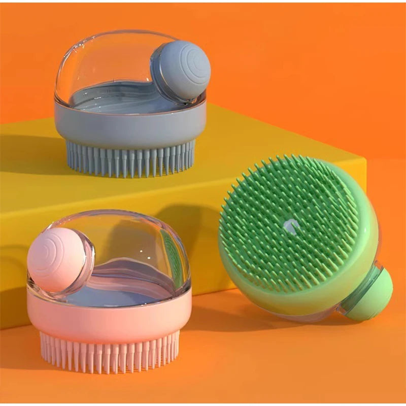 2-in-1 Pet Bath Brush with Shampoo Dispenser