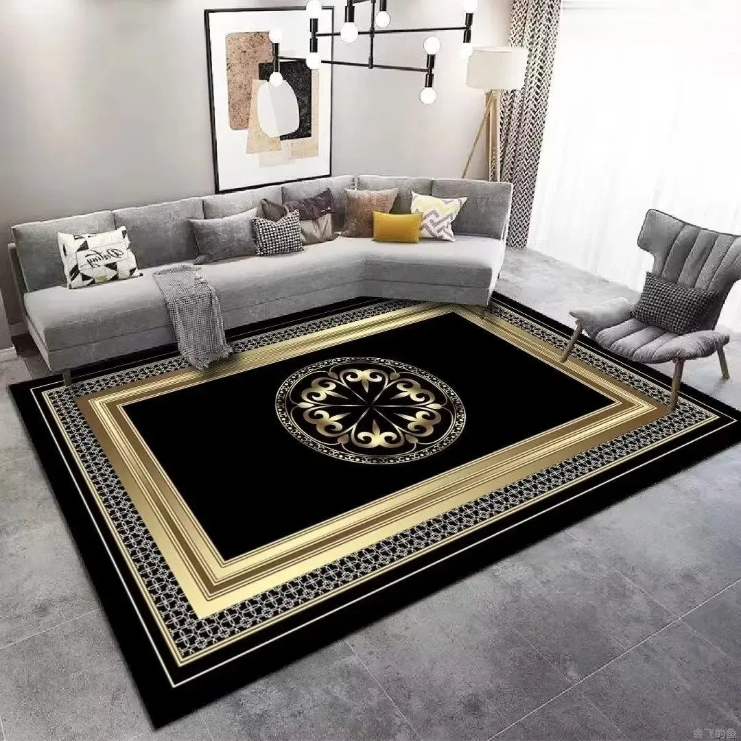 Abstract Gold Rug – Elegant Decor for Living Room