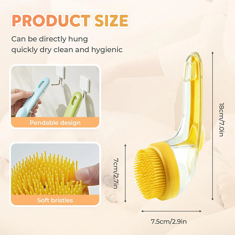 2-in-1 Pet Bath Brush with Shampoo Dispenser