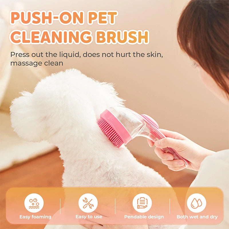 2-in-1 Pet Bath Brush with Shampoo Dispenser