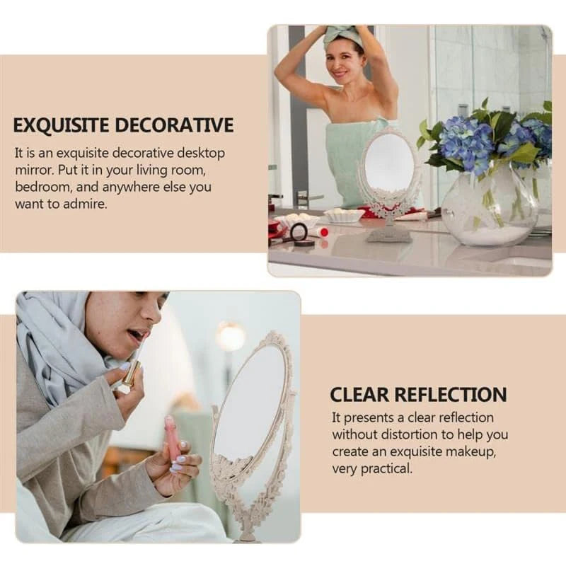 Vintage Oval Vanity Mirror – 360° Rotating Desktop Style