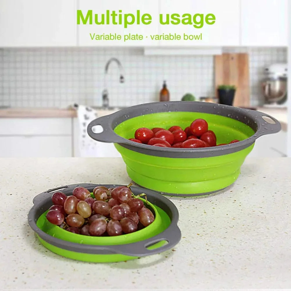 Foldable Silicone Colander – Space-Saving Fruit and Vegetable Washing Basket