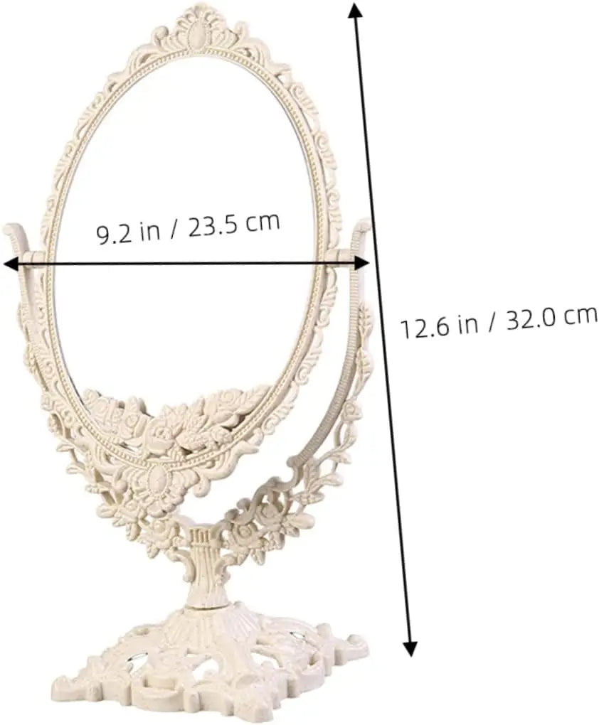Vintage Oval Vanity Mirror – 360° Rotating Desktop Style