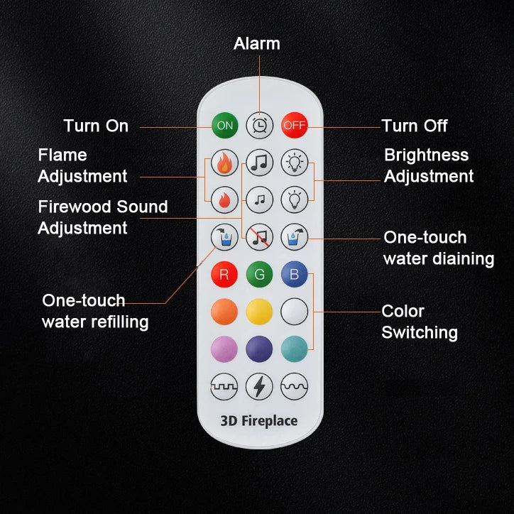 Smart 3D Fireplace Humidifier – LED Flame & Crackling Sound