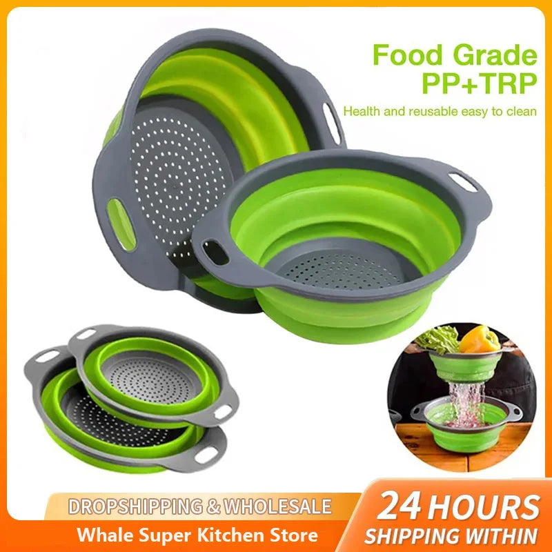Foldable Silicone Colander – Space-Saving Fruit and Vegetable Washing Basket
