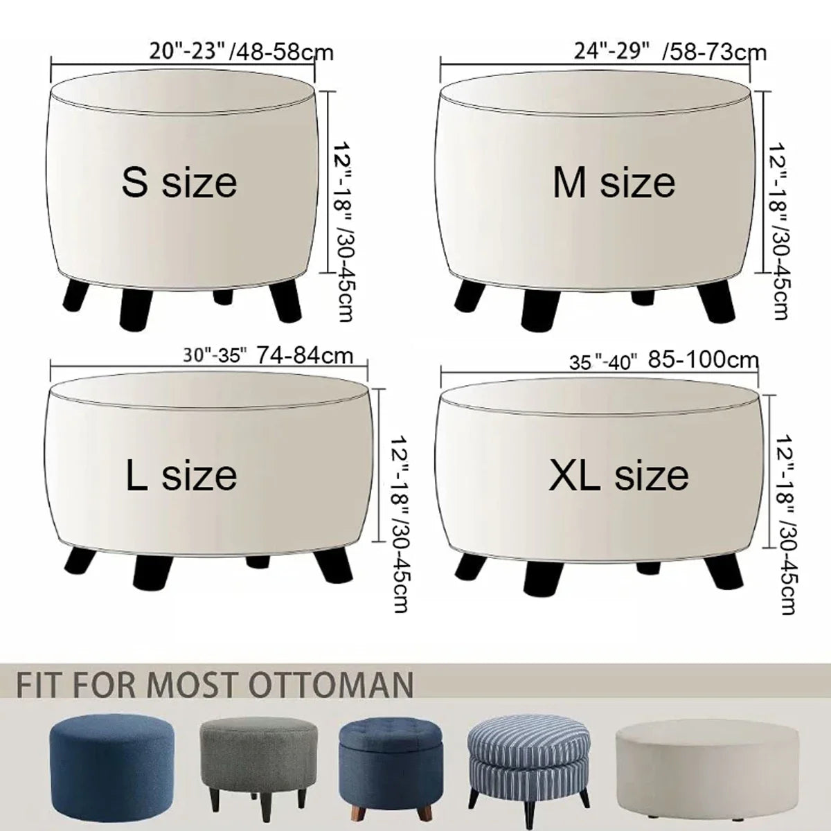 Stretchy Round Ottoman Slipcover – Durable Furniture Cover