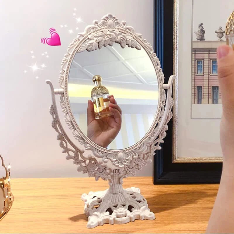 Vintage Oval Vanity Mirror – 360° Rotating Desktop Style