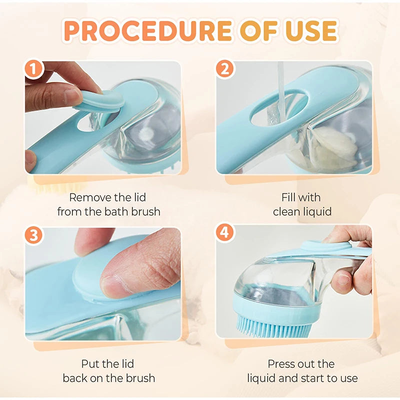 2-in-1 Pet Bath Brush with Shampoo Dispenser