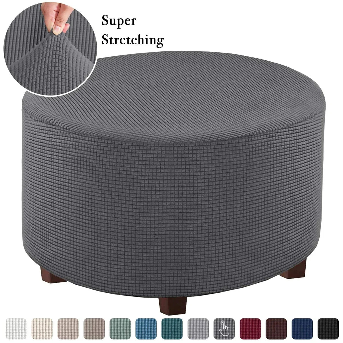 Stretchy Round Ottoman Slipcover – Durable Furniture Cover
