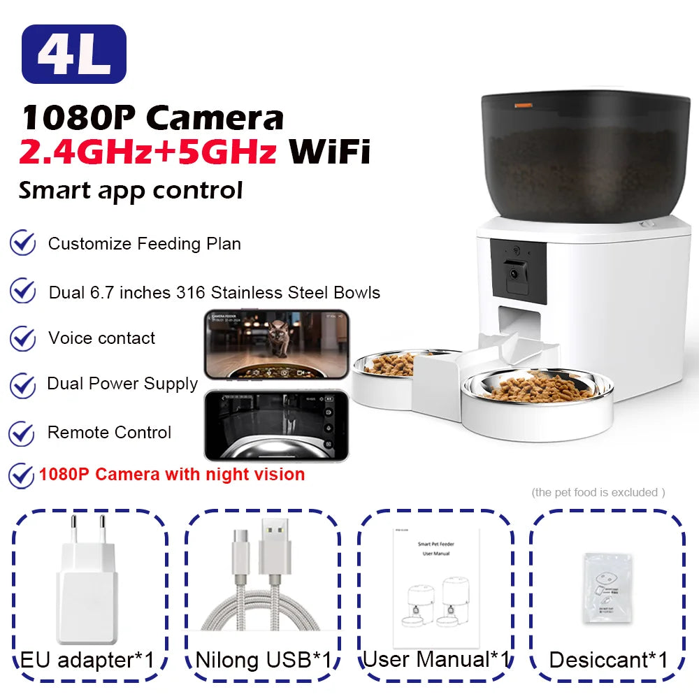 Automatic Cat & Dog Feeder – 8L with HD Camera & Tuya App