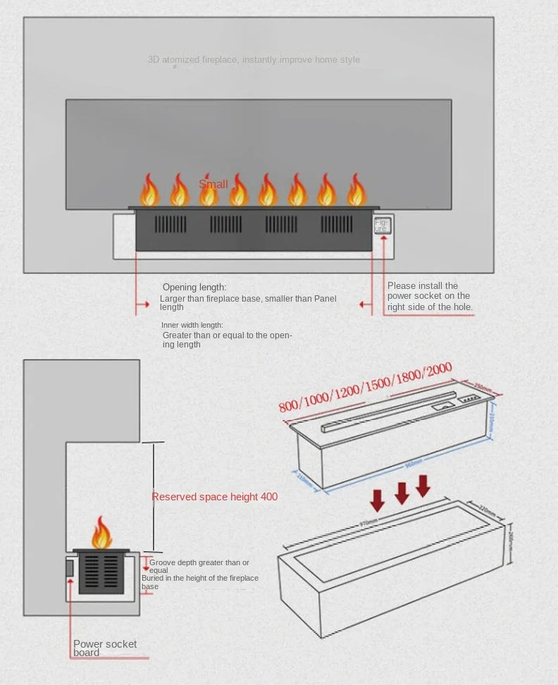 Smart 3D Fireplace Humidifier – LED Flame & Crackling Sound