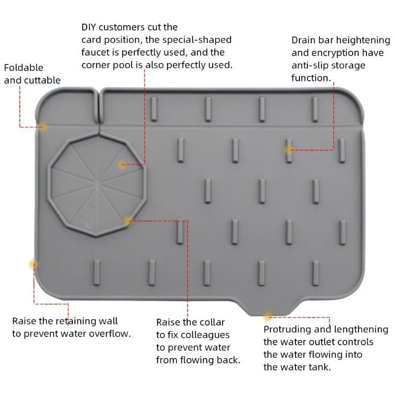 Water Drain Mat – Silicone Faucet Handle Protector