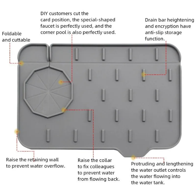 Water Drain Mat – Silicone Faucet Handle Protector