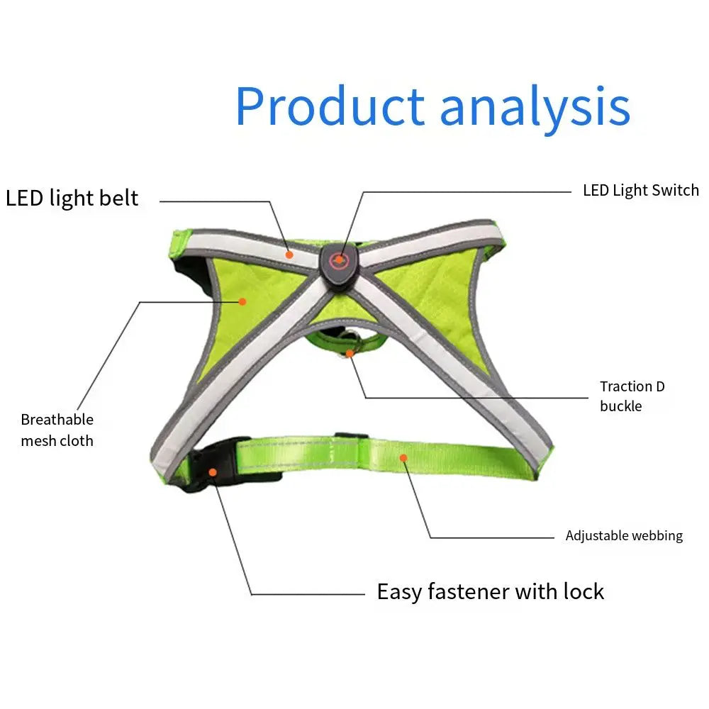 LED Light Dog Vest Harness – Adjustable & Breathable