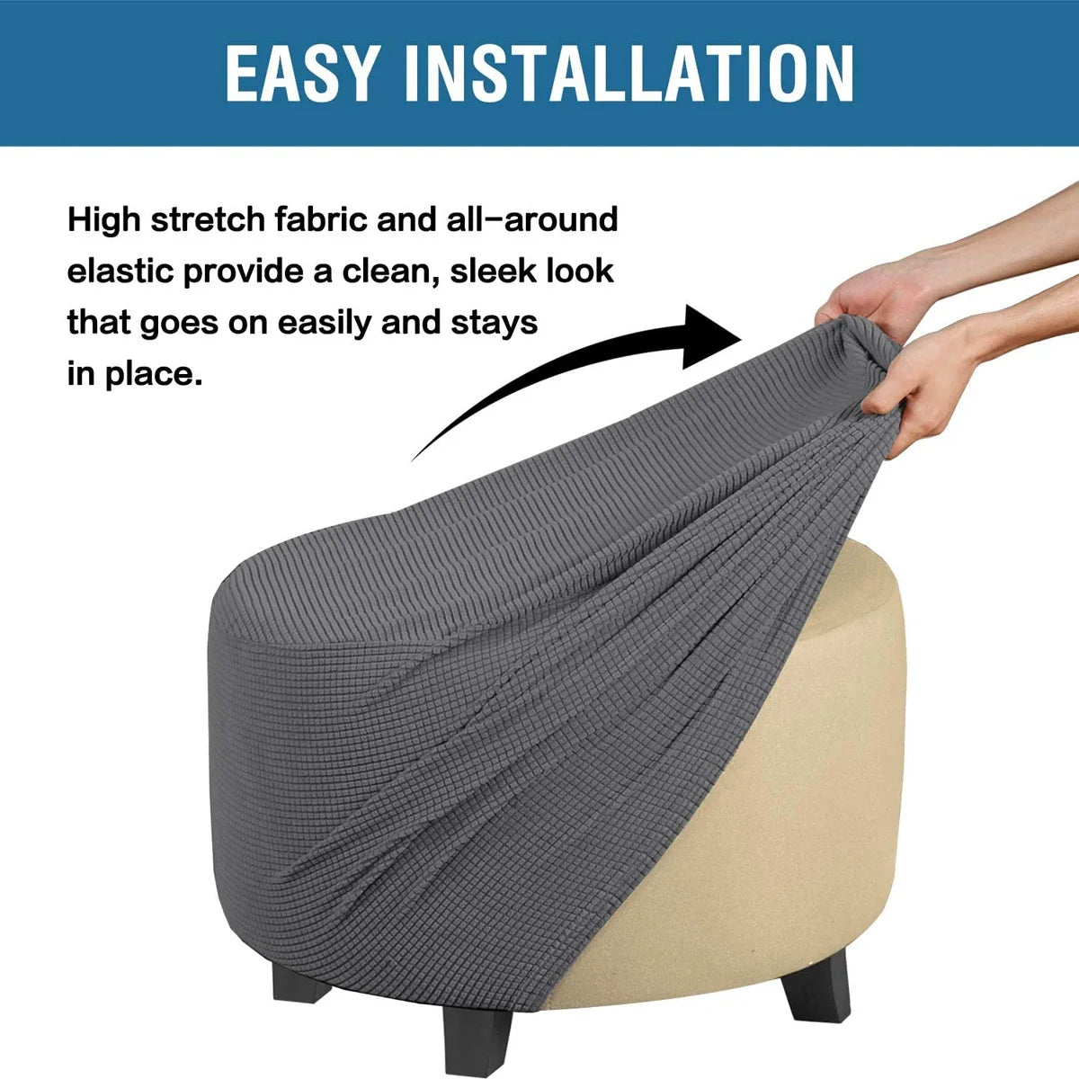 Stretchy Round Ottoman Slipcover – Durable Furniture Cover