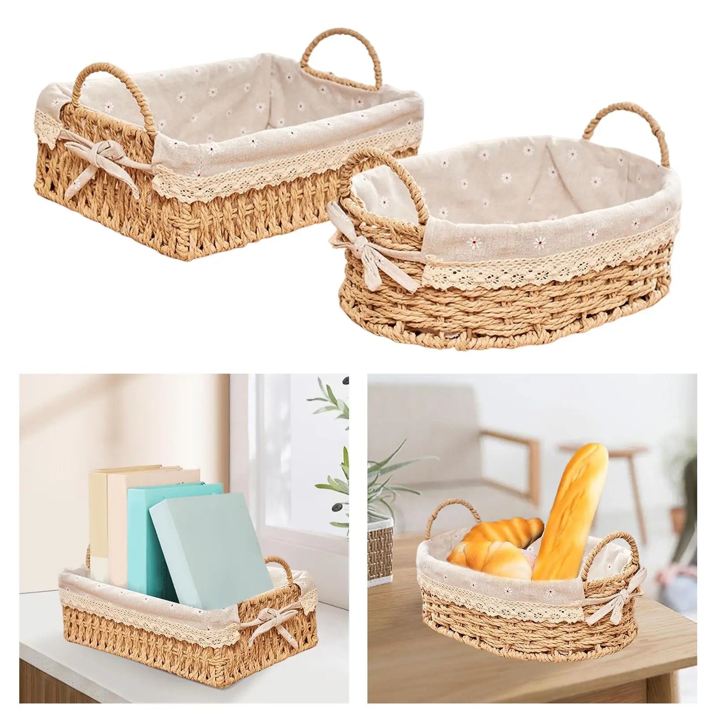 Decorative Woven Basket – For Fruit, Cosmetics, or Bathroom Use