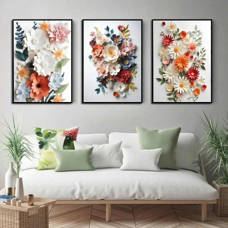 Watercolor Wildflower Poster – Colorful Floral Prints on Canvas for Modern Boho Wall Decor