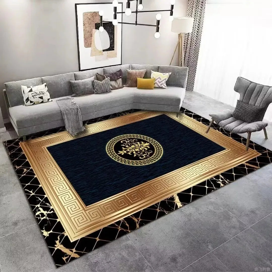 Abstract Gold Rug – Elegant Decor for Living Room