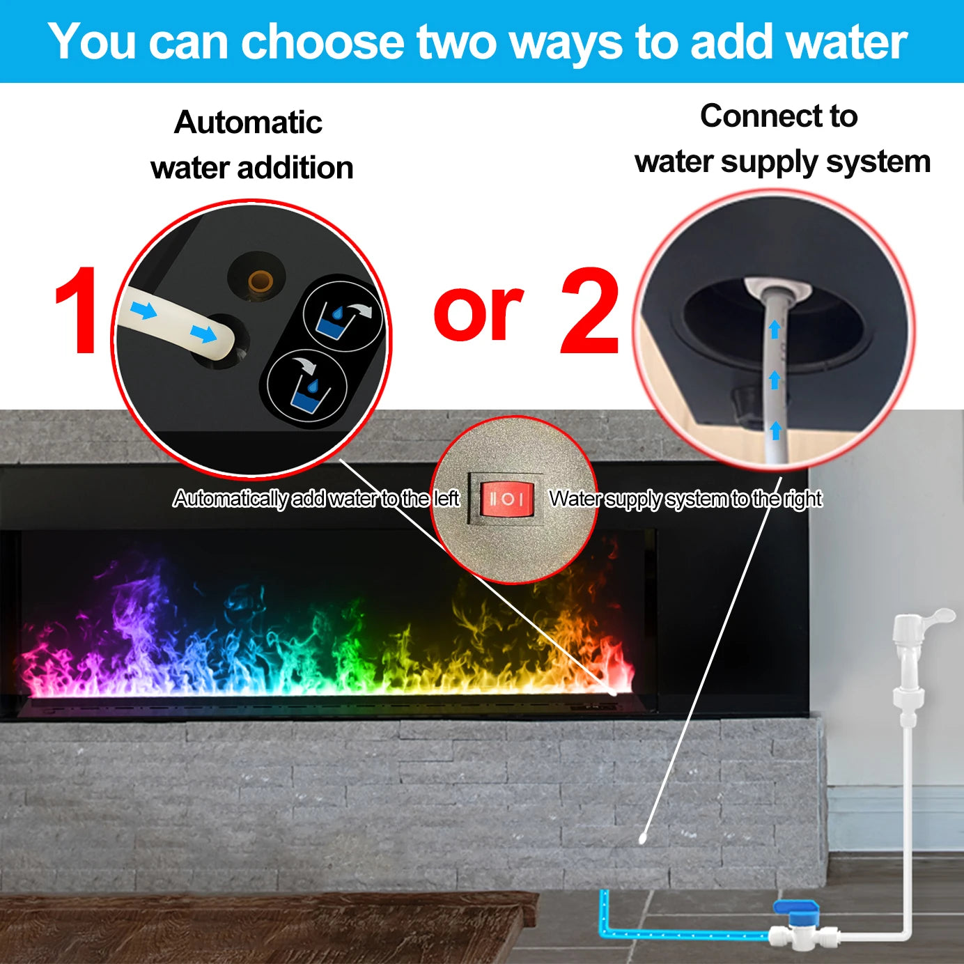 Smart 3D Fireplace Humidifier – LED Flame & Crackling Sound