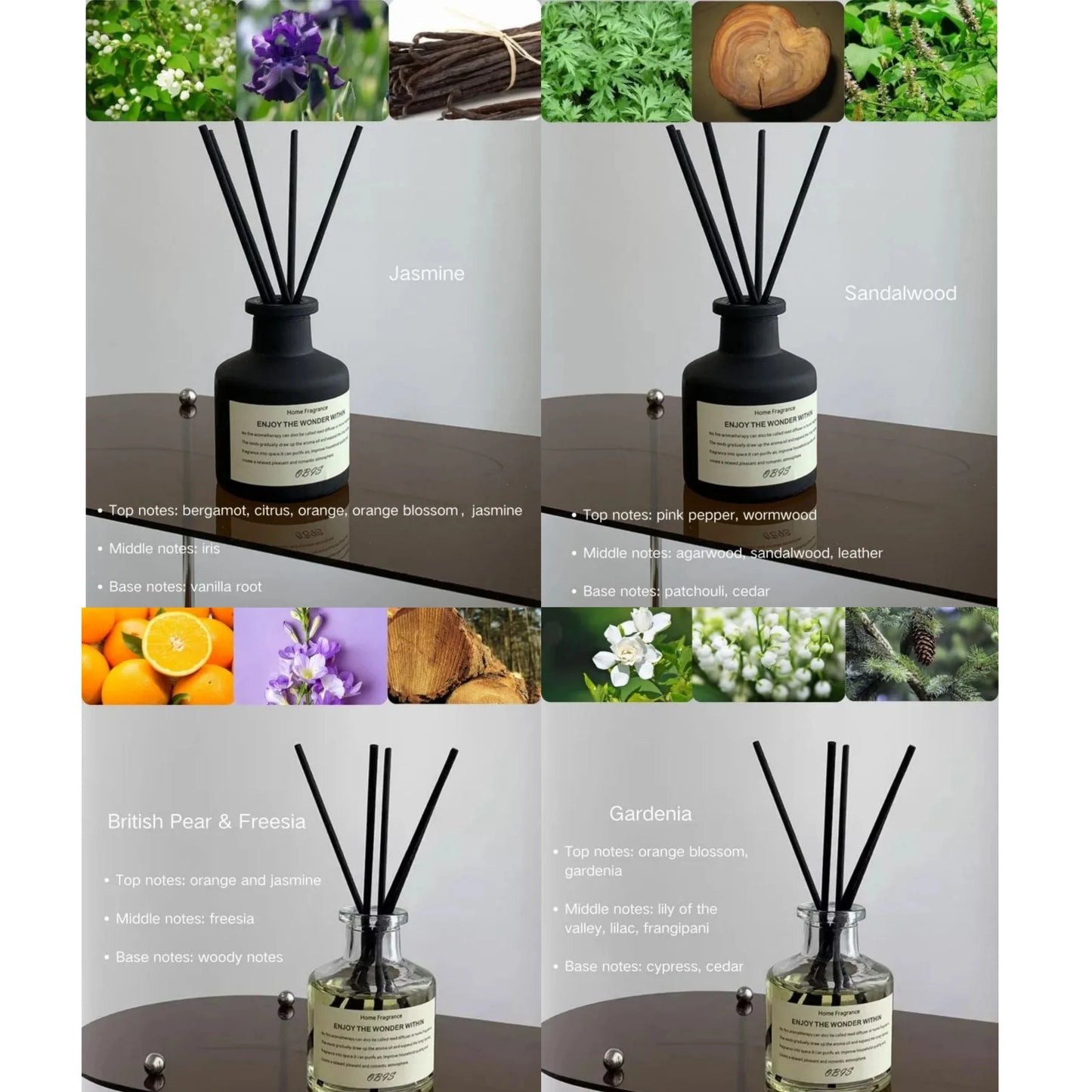 Home Fragrance Oil Set – Reed Diffuser with Floral Aroma (50ML)