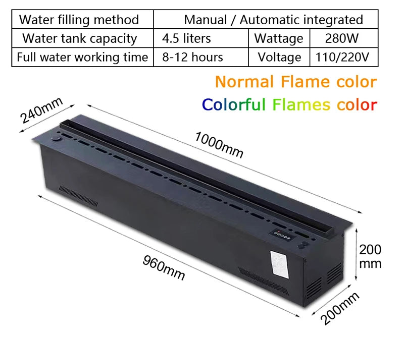 Smart 3D Fireplace Humidifier – LED Flame & Crackling Sound