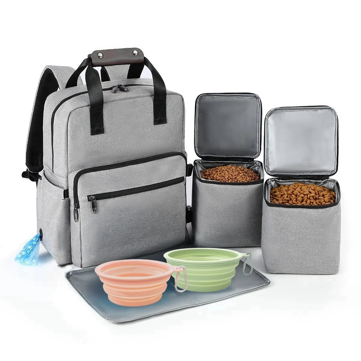 4-Piece Dog Travel Bag Set – Multi-Function Pet Organizer Backpacks
