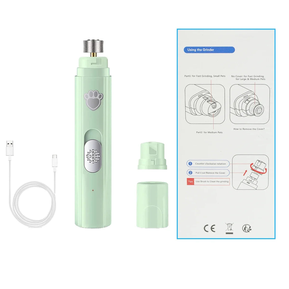 Electric Dog Nail Grinder – USB Rechargeable & Painless