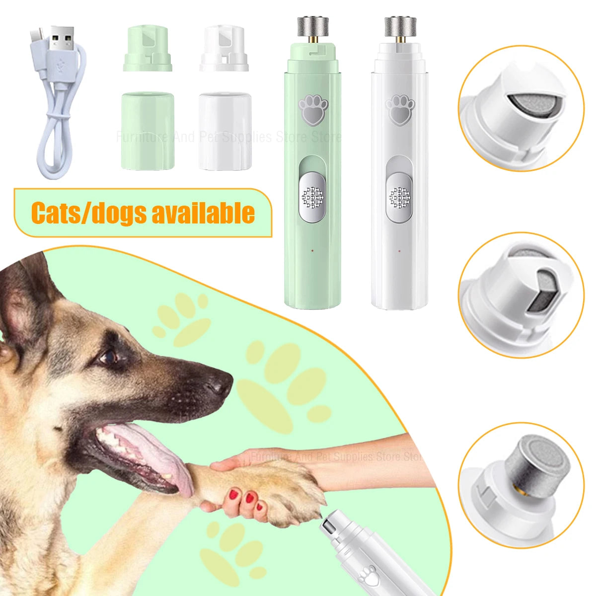 Electric Dog Nail Grinder – USB Rechargeable & Painless