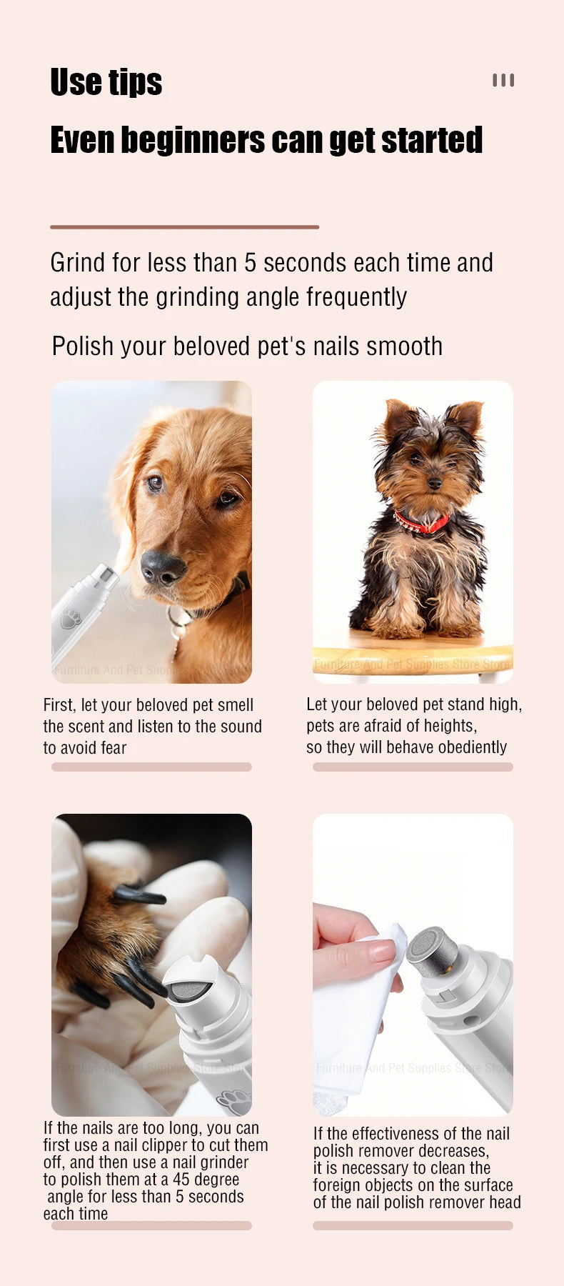 Electric Dog Nail Grinder – USB Rechargeable & Painless