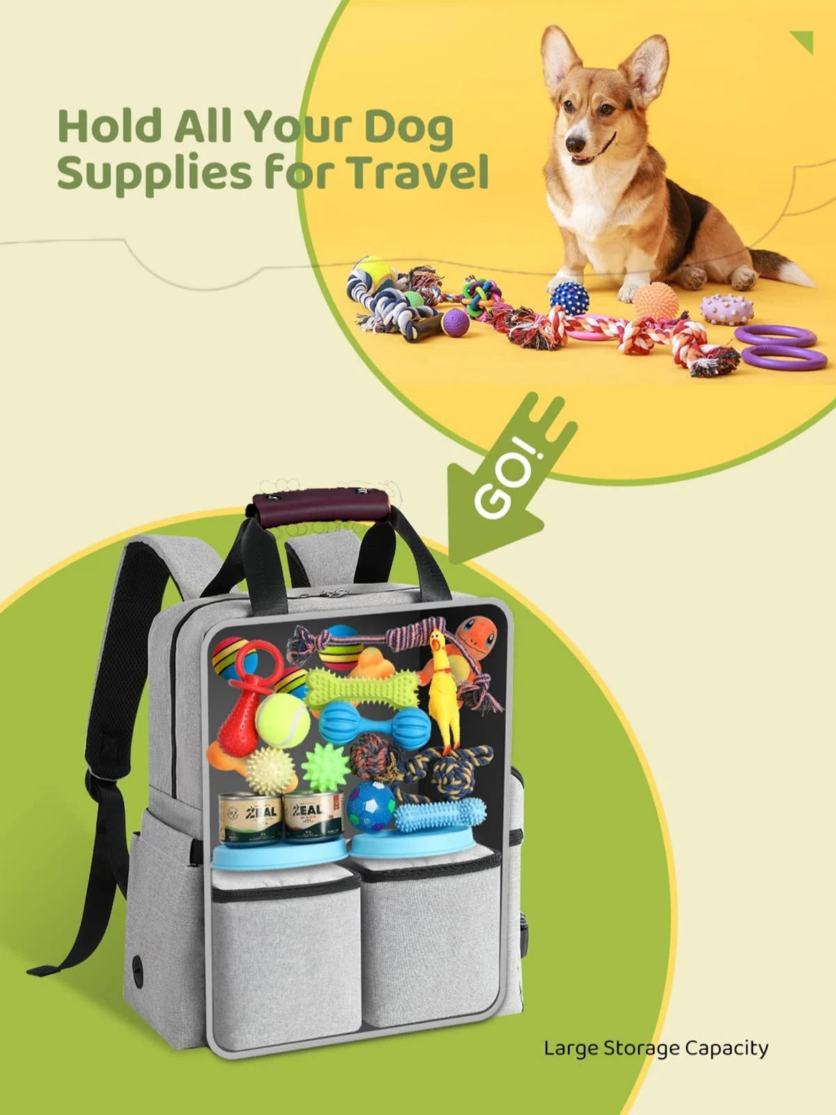 4-Piece Dog Travel Bag Set – Multi-Function Pet Organizer Backpacks