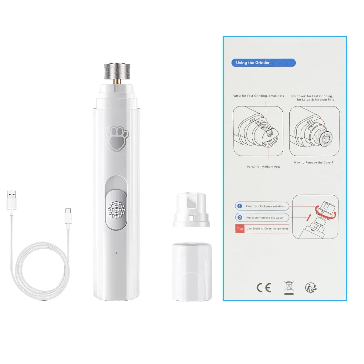 Electric Dog Nail Grinder – USB Rechargeable & Painless
