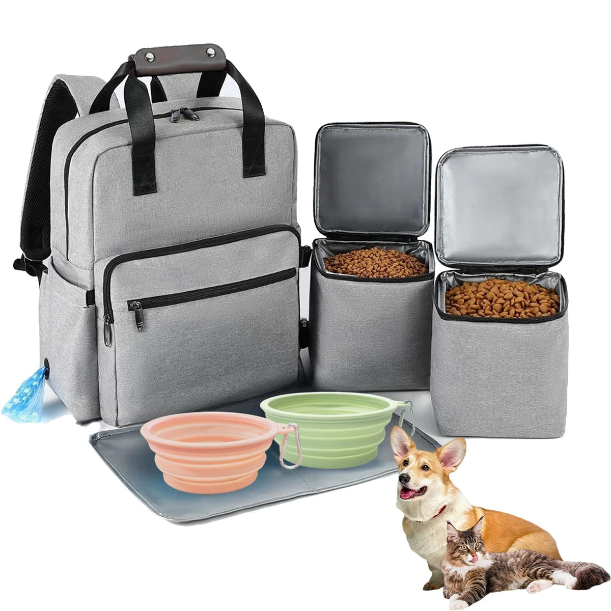 4-Piece Dog Travel Bag Set – Multi-Function Pet Organizer Backpacks