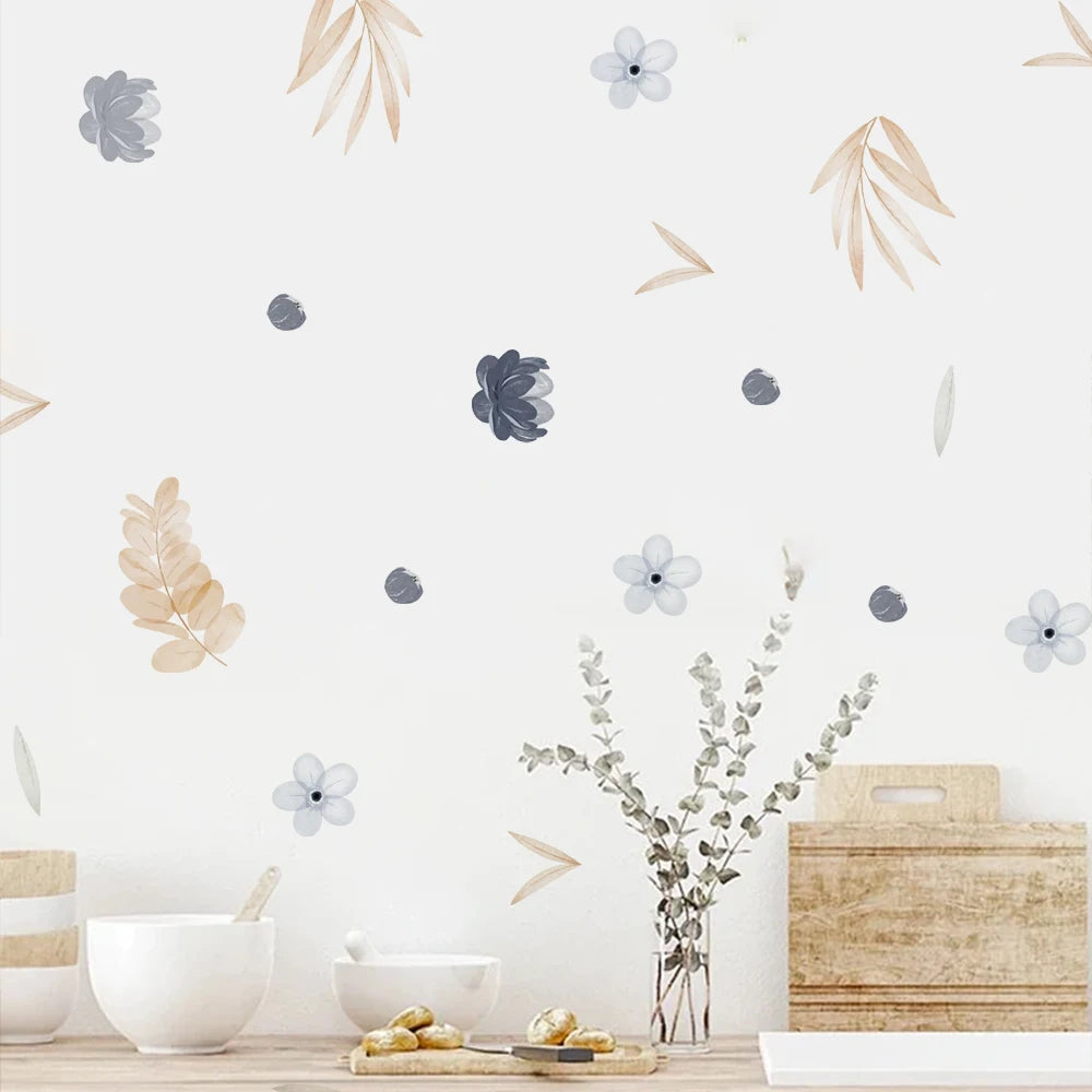 Boho Leaves Botanical DIY Wall Decals – Vinyl Mural Stickers for Home Decoration
