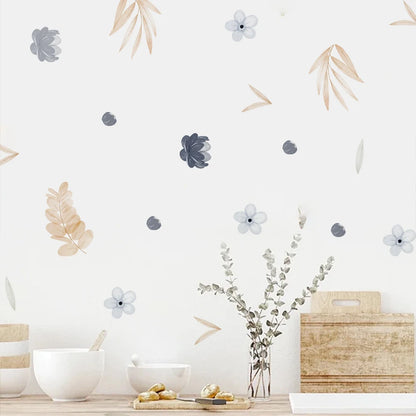 Boho Leaves Botanical DIY Wall Decals – Vinyl Mural Stickers for Home Decoration