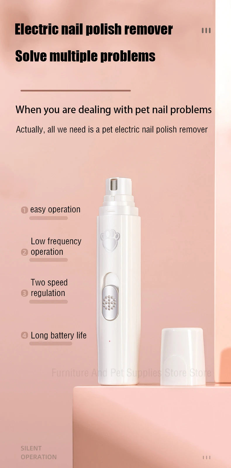 Electric Dog Nail Grinder – USB Rechargeable & Painless