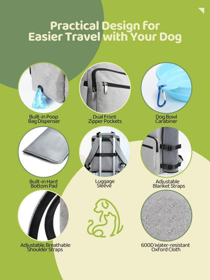 4-Piece Dog Travel Bag Set – Multi-Function Pet Organizer Backpacks
